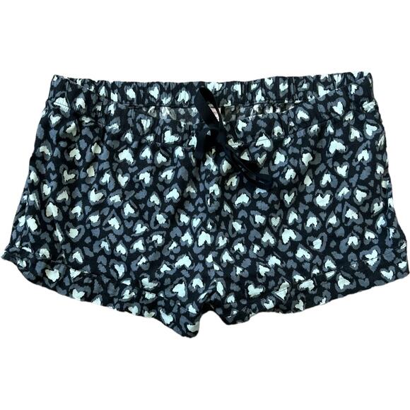EUC Victoria’s Secret Blue and Black Heart Motif Sleep Shorts Size Large - Picture 1 of 3